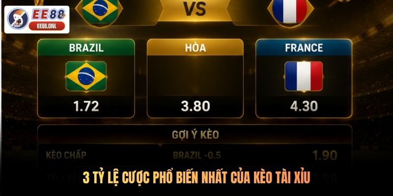 3 tỷ lệ cược phổ biến nhất của kèo tài xỉu