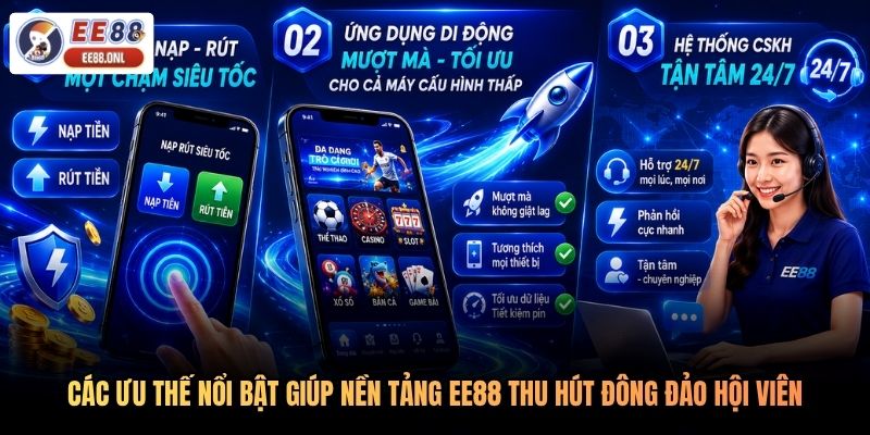 Các ưu thế nổi bật giúp nền tảng EE88 thu hút đông đảo hội viên