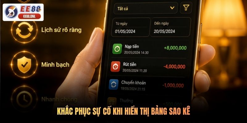 Khắc phục sự cố khi hiển thị bảng sao kê
