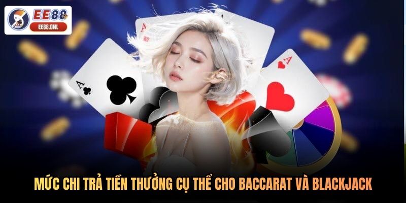 Mức chi trả tiền thưởng cụ thể cho baccarat và blackjack